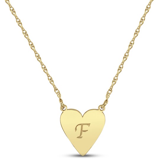 Script Initial Heart Necklace 10K Yellow Gold 18"