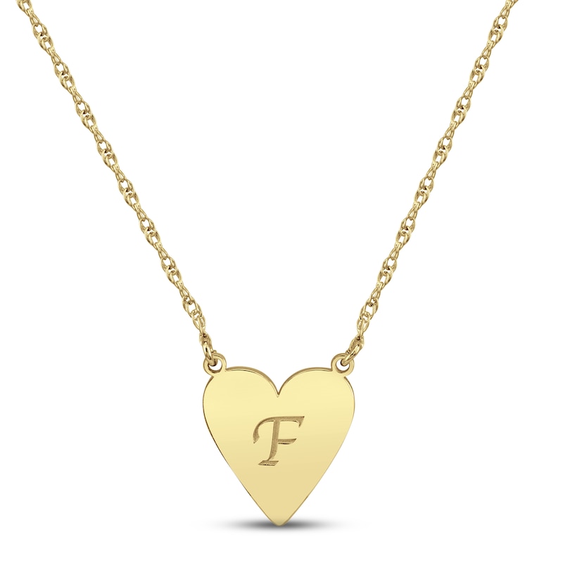 Main Image 1 of Script Initial Heart Necklace 10K Yellow Gold 18&quot;