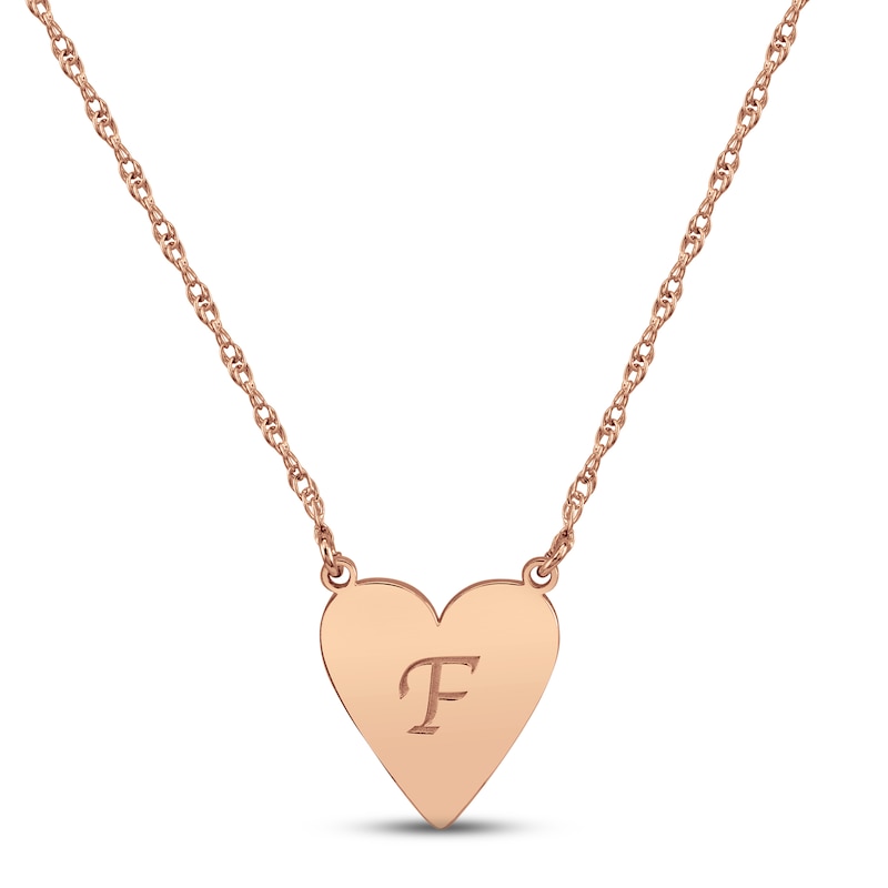 Main Image 1 of Script Initial Heart Necklace 14K Rose Gold 18&quot;