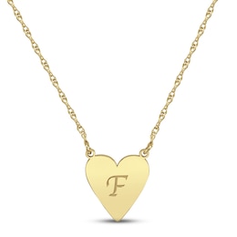 Script Initial Heart Necklace 14K Yellow Gold 18"