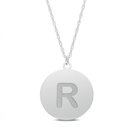 Initial Disc Necklace 10K White Gold 18"