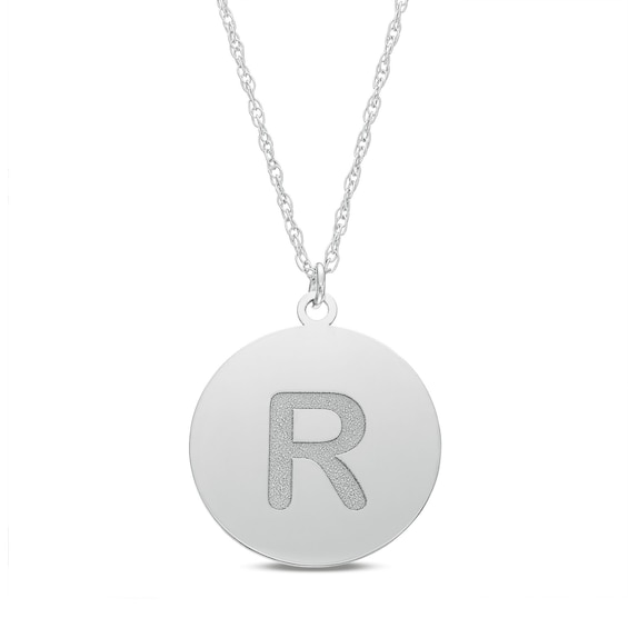 Initial Disc Necklace 10K White Gold 18"