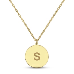 Initial Disc Necklace 10K Yellow Gold 18"