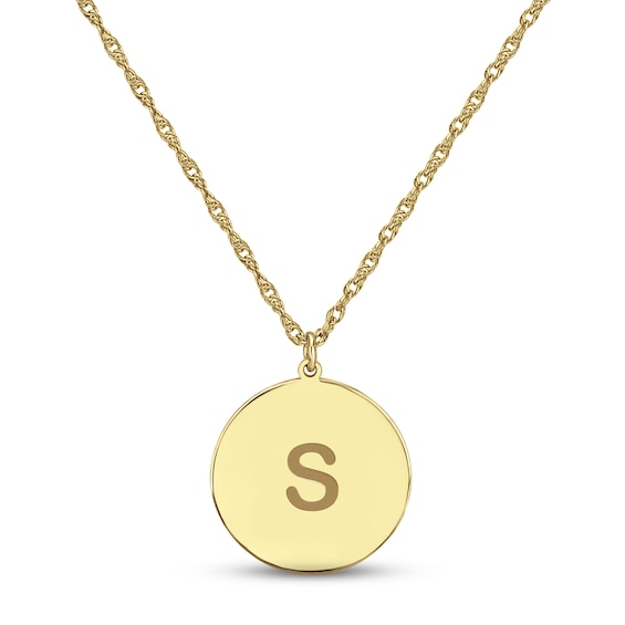 Initial Disc Necklace 10K Yellow Gold 18"