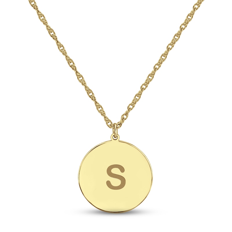 Main Image 1 of Initial Disc Necklace 10K Yellow Gold 18&quot;