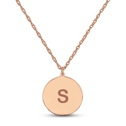 Initial Disc Necklace 14K Rose Gold 18"