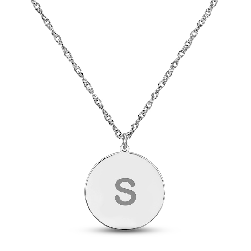 Main Image 1 of Initial Disc Necklace 14K White Gold 18&quot;