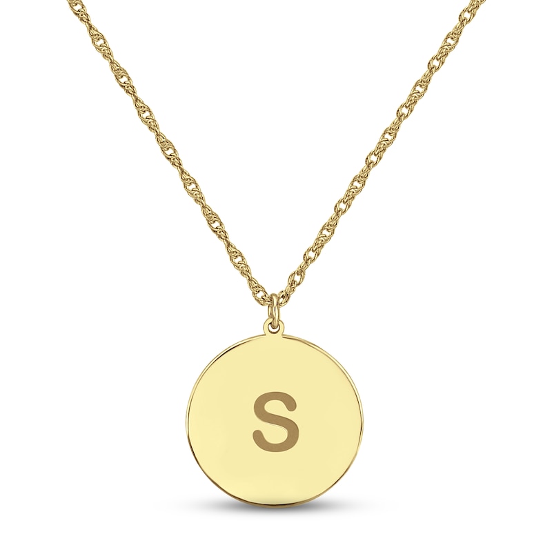 Main Image 1 of Initial Disc Necklace 14K Yellow Gold 18&quot;
