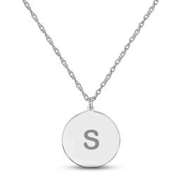 Initial Disc Necklace Sterling Silver 18"