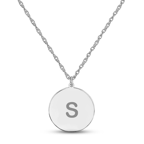 Initial Disc Necklace Sterling Silver 18"