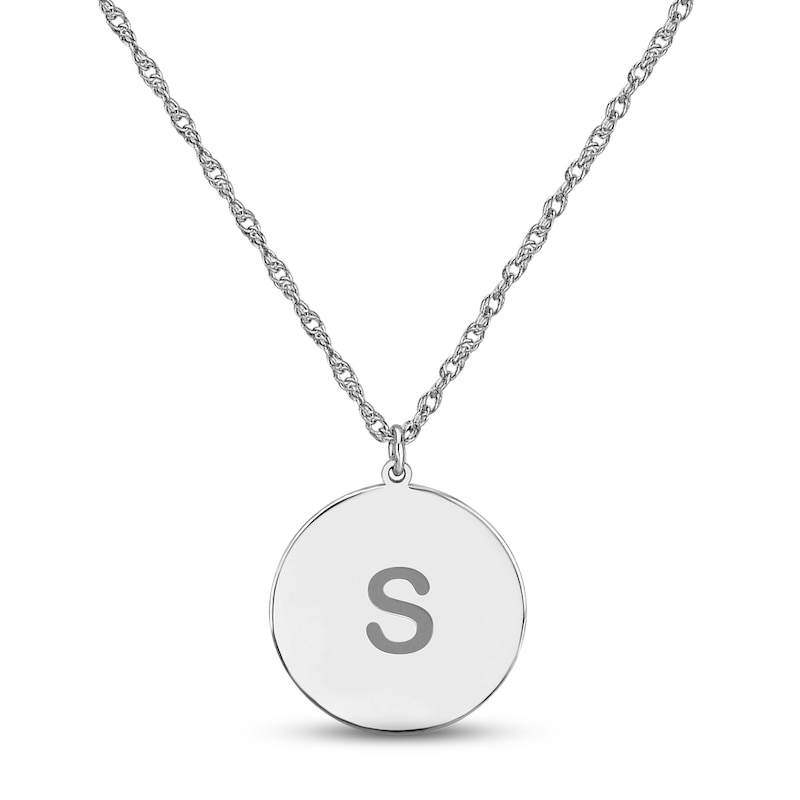 Main Image 1 of Initial Disc Necklace Sterling Silver 18&quot;