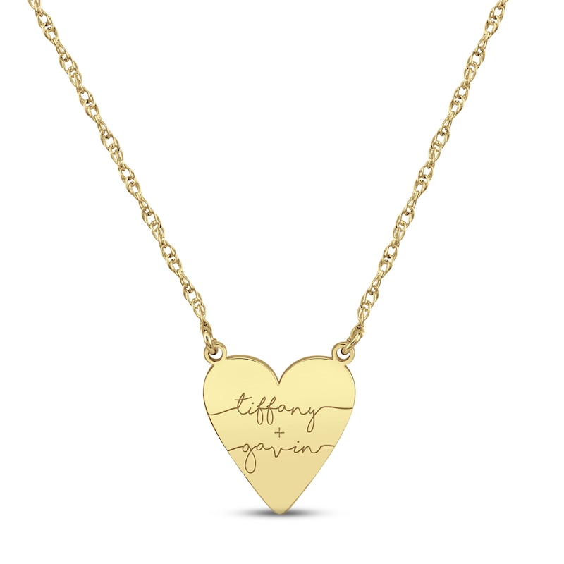 Main Image 1 of Heart Couple Names Necklace 10K Yellow Gold 18&quot;