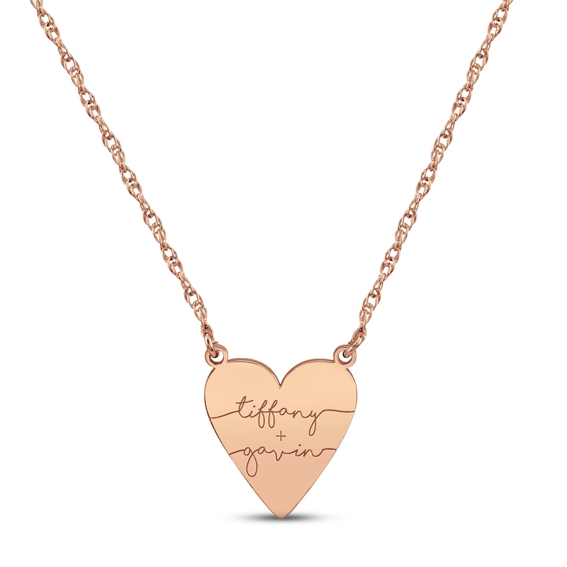 Main Image 1 of Heart Couple Names Necklace 14K Rose Gold 18&quot;