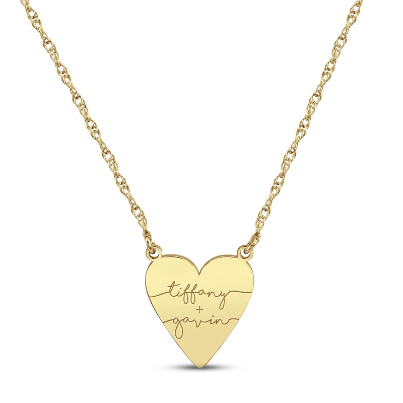 Main Image 1 of Heart Couple Names Necklace 14K Yellow Gold 18&quot;