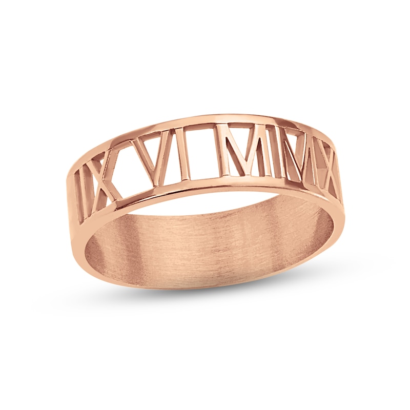 Main Image 1 of Roman Numeral Cutout Ring 14K Rose Gold