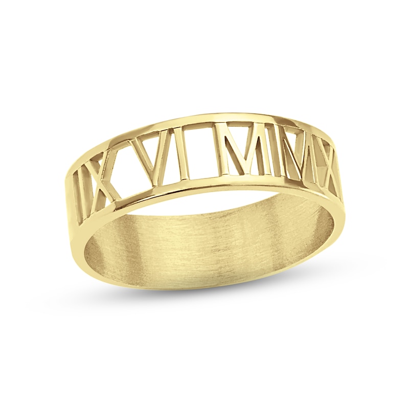 Main Image 1 of Roman Numeral Cutout Ring 14K Yellow Gold