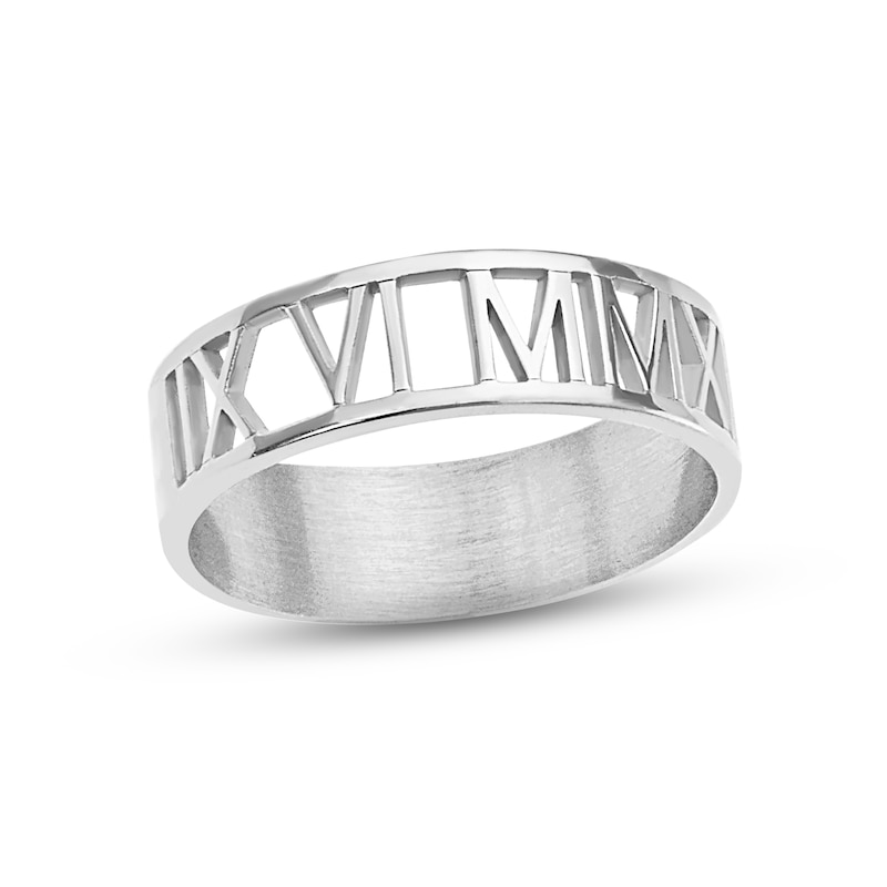 Roman Numeral Cutout Ring Sterling Silver