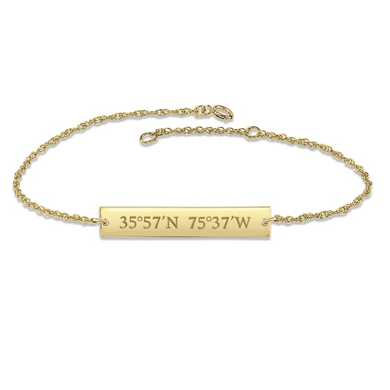 Coordinates Bar Bracelet 10K Yellow Gold 7.25"