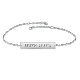 Coordinates Bar Bracelet 14K White Gold 7.25"