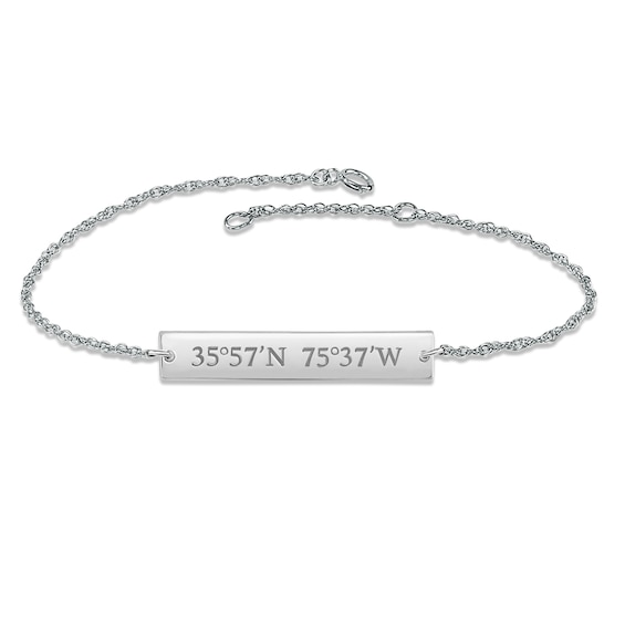 Coordinates Bar Bracelet 14K White Gold 7.25"