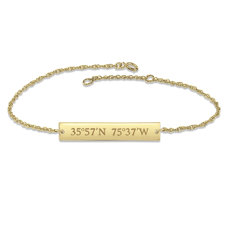 Main Image 1 of Coordinates Bar Bracelet 14K Yellow Gold 7.25&quot;