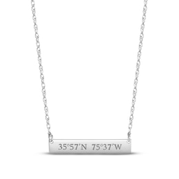 Coordinates Bar Necklace 10K White Gold 18"