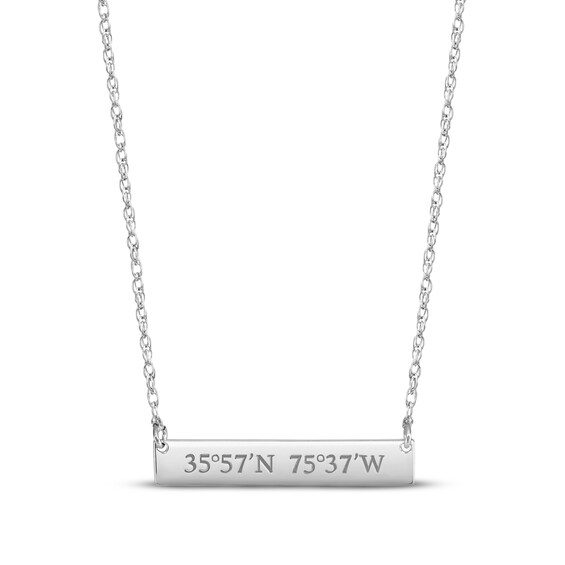 Coordinates Bar Necklace 10K White Gold 18"