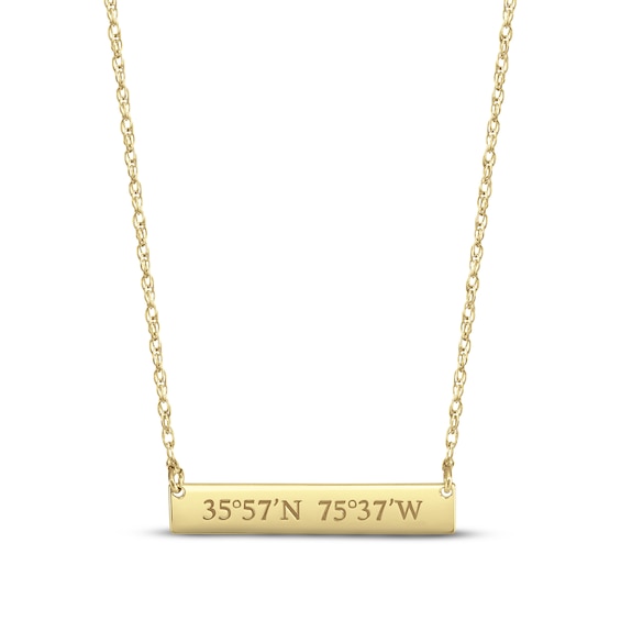 Coordinates Bar Necklace 10K Yellow Gold 18"