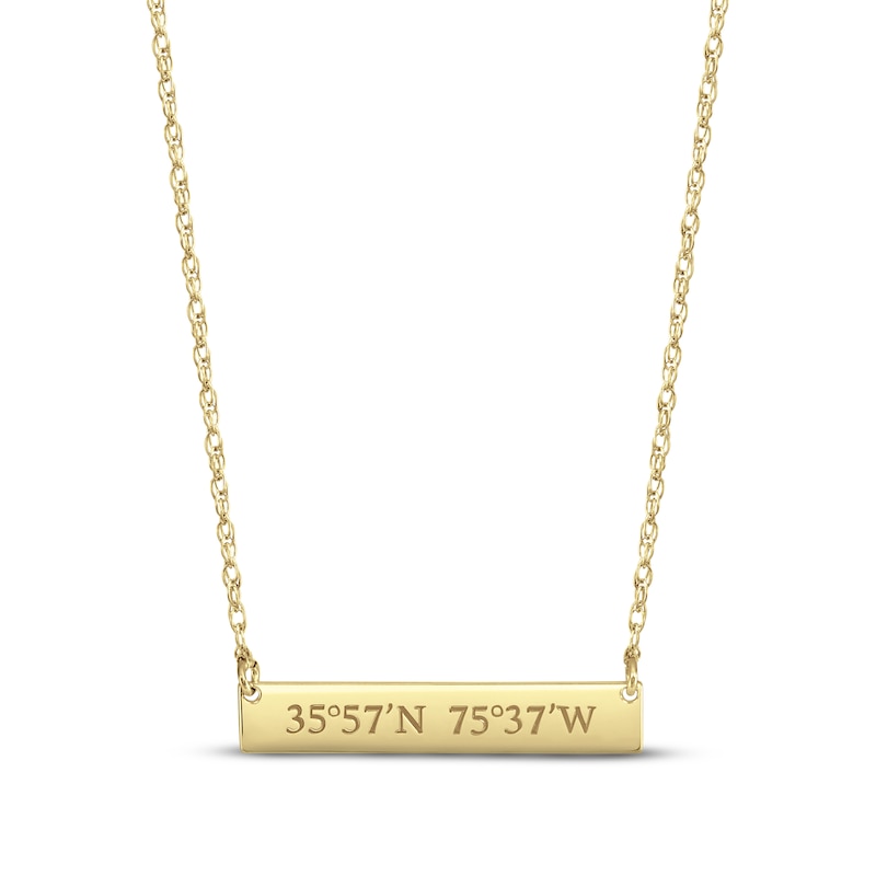 Main Image 1 of Coordinates Bar Necklace 10K Yellow Gold 18&quot;