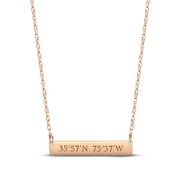 Coordinates Bar Necklace 14K Rose Gold 18"