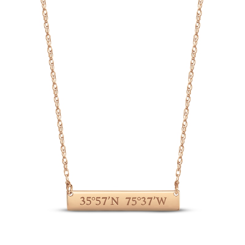 Main Image 1 of Coordinates Bar Necklace 14K Rose Gold 18&quot;