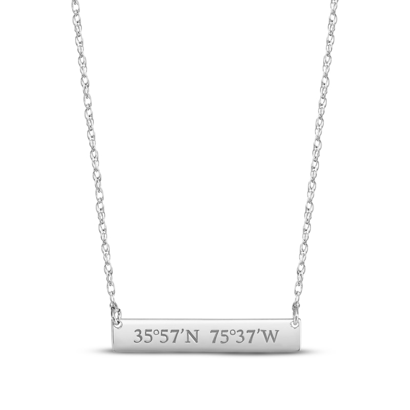 Main Image 1 of Coordinates Bar Necklace 14K White Gold 18&quot;