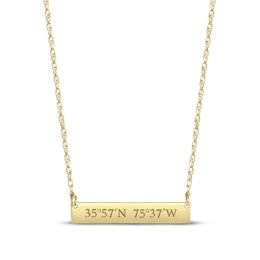 Coordinates Bar Necklace 14K Yellow Gold 18"