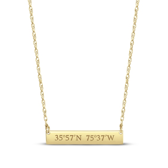 Coordinates Bar Necklace 14K Yellow Gold 18"