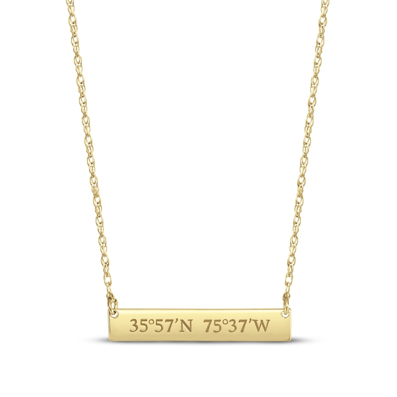 Main Image 1 of Coordinates Bar Necklace 14K Yellow Gold 18&quot;