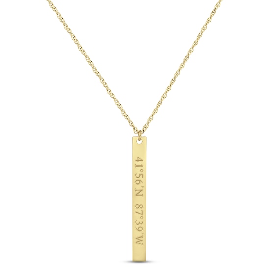Coordinates Vertical Bar Necklace 10K Yellow Gold 18"