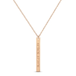 Coordinates Vertical Bar Necklace 14K Rose Gold 18"