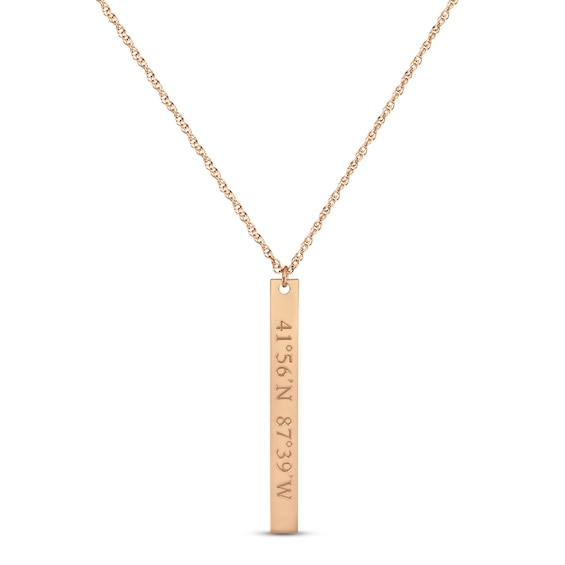 Coordinates Vertical Bar Necklace 14K Rose Gold 18"