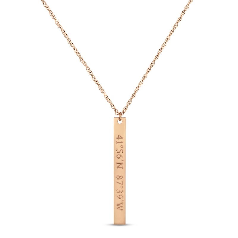 Main Image 1 of Coordinates Vertical Bar Necklace 14K Rose Gold 18&quot;