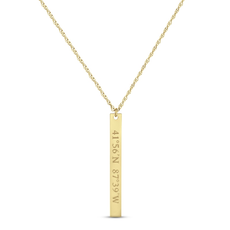 Main Image 1 of Coordinates Vertical Bar Necklace 14K Yellow Gold 18&quot;