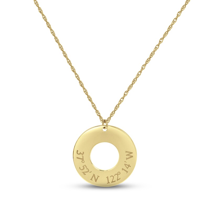 Main Image 1 of Coordinates Round Cutout Necklace 10K Yellow Gold 18&quot;