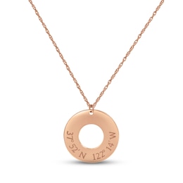 Coordinates Round Cutout Necklace 14K Rose Gold 18"