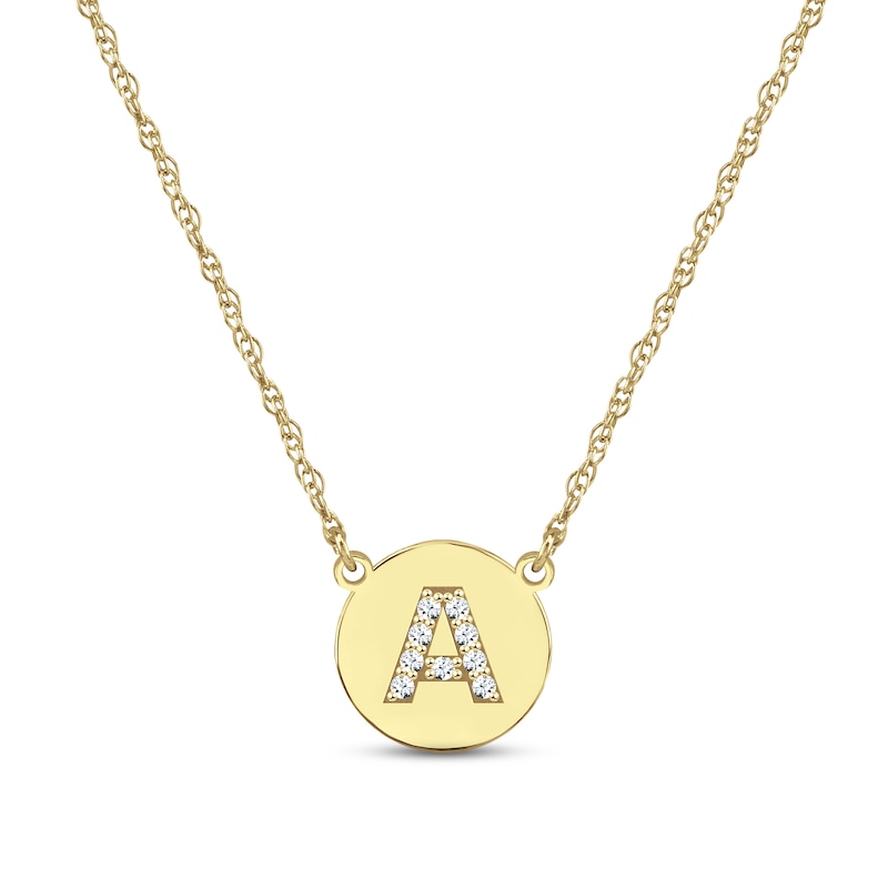 Main Image 1 of Diamond Initial Disc Necklace 10K Yellow Gold 18&quot;