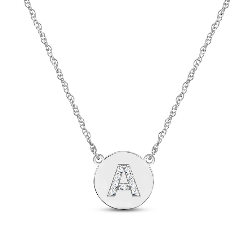 Main Image 1 of Diamond Initial Disc Necklace Sterling Silver 18&quot;