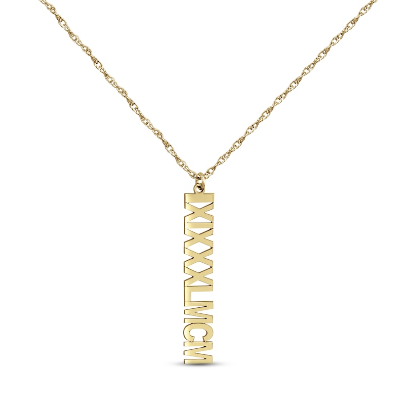 Main Image 1 of Roman Numeral Vertical Necklace 14K Yellow Gold 18&quot;