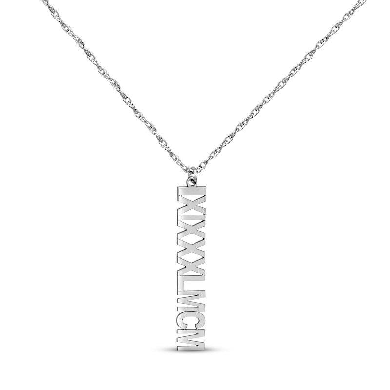 Main Image 1 of Roman Numeral Vertical Necklace Sterling Silver 18&quot;