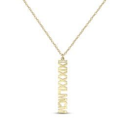 Diamond Roman Numeral Vertical Necklace 10K Yellow Gold 18"