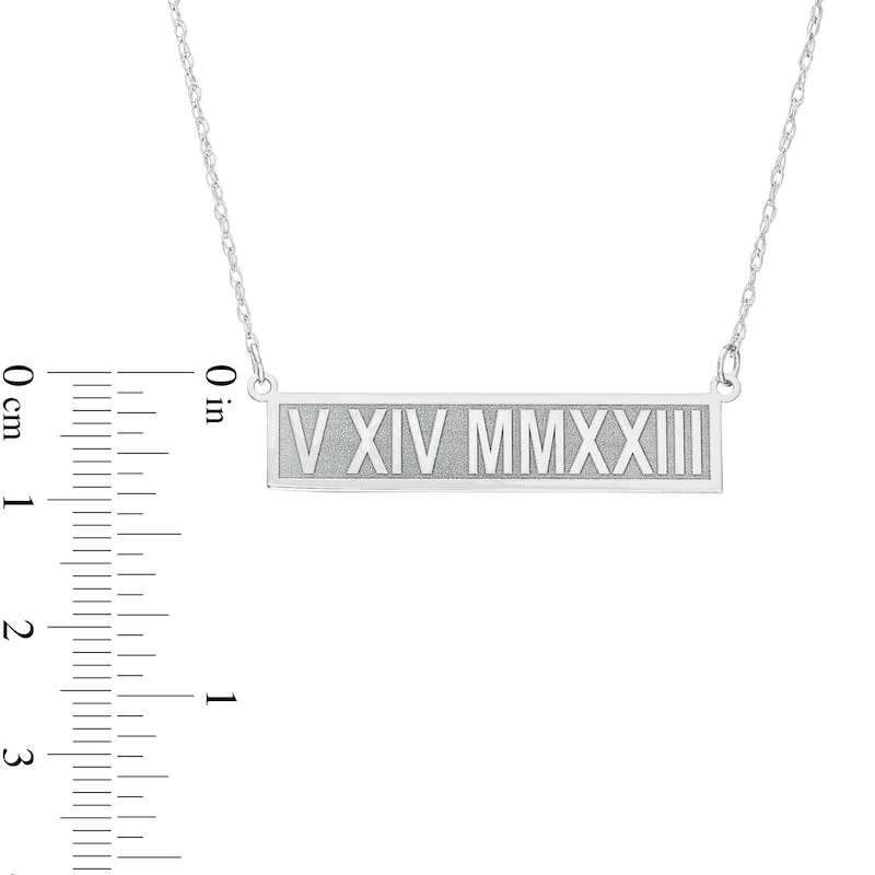 Main Image 2 of Roman Numeral Bar Necklace 10K White Gold 18"