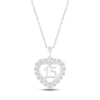 Thumbnail Image 0 of White Lab-Created Sapphire Quinceañera Heart Necklace 10K White Gold 18"