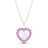 Thumbnail Image 1 of Amethyst Quinceañera Heart Necklace 10K White Gold 18&quot;
